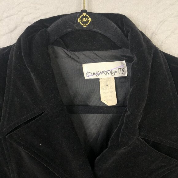 Necessary Objects Blazer Womens Large Black Velvet Double Breasted Made USA - Picture 11 of 13